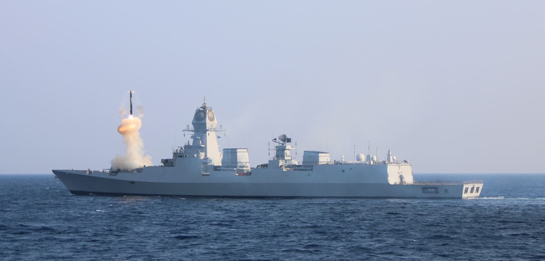 BrahMos Cruise Missile fired from Indian Navy Latest Destroyer Imphal hits "bulls eye"