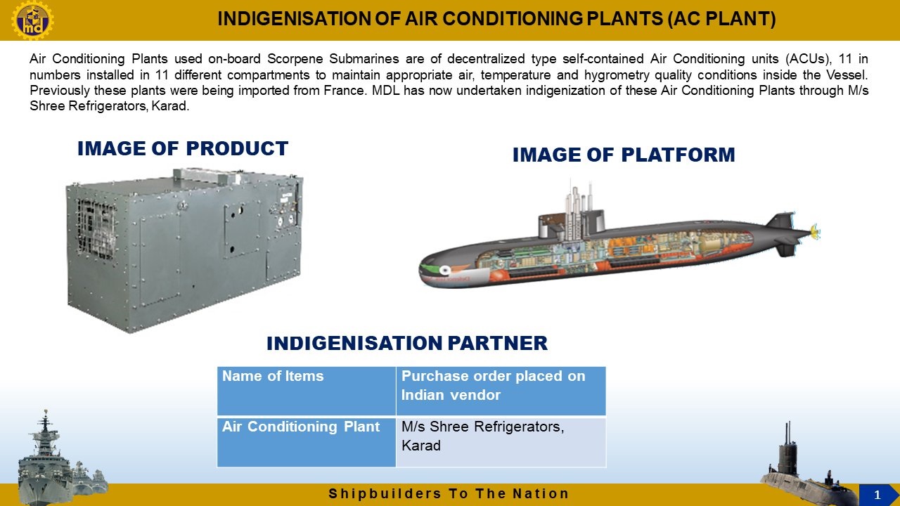 India Achieves Major Milestone in Defense Manufacturing with Indigenized Air Conditioning Plants for Scorpène Submarines