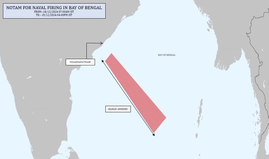 Indian Navy Issues NOTAM of 800-Km Range in Bay of Bengal: May be BrahMos-ER or ITCM Missile Test