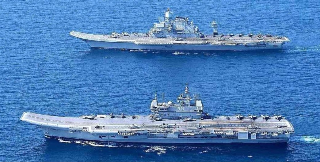 Indian Navy's Strategic Operations with INS Vikramaditya and INS Vikrant off West Coast in March