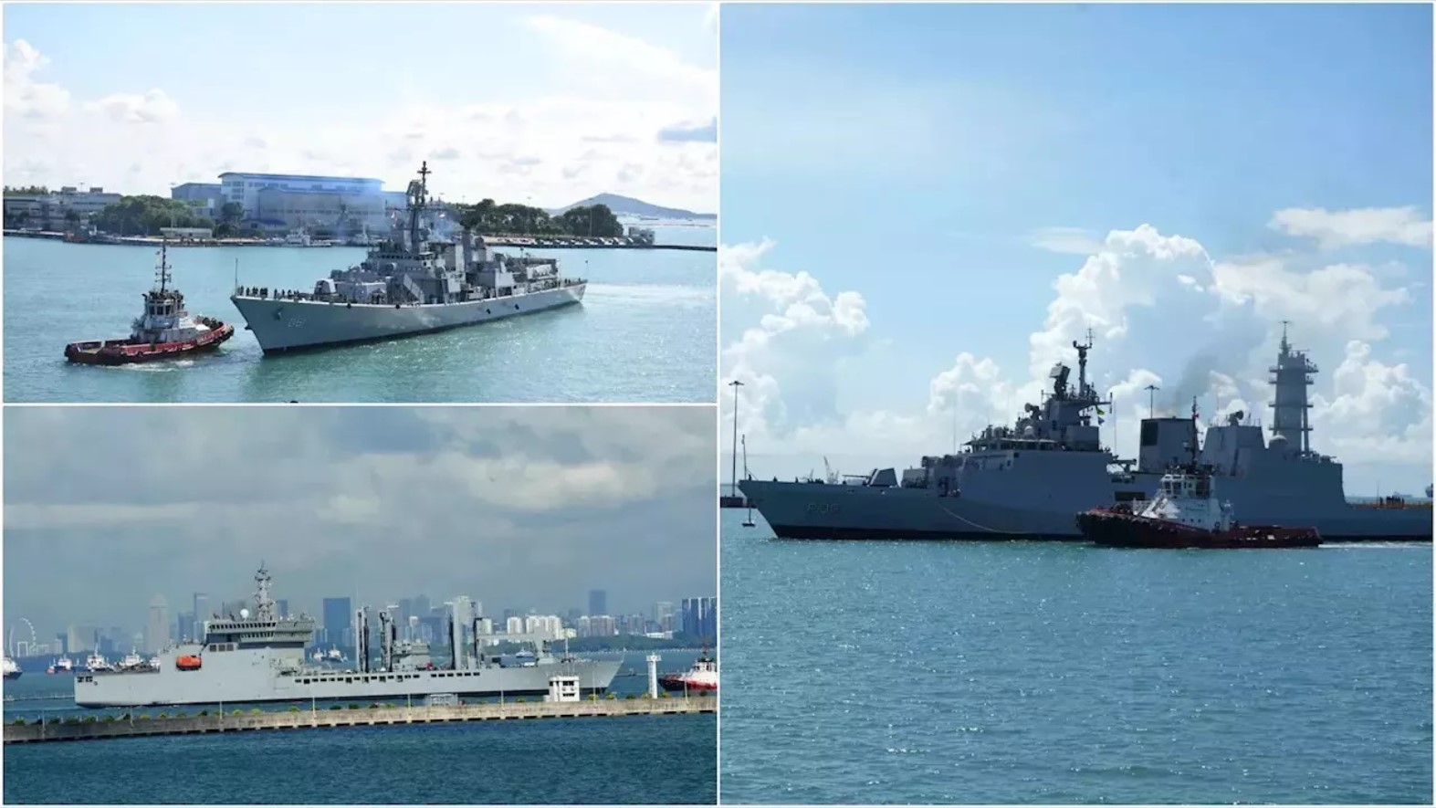 Three Indian Naval Ships Arrive in Singapore for Operational Deployment to South China Sea