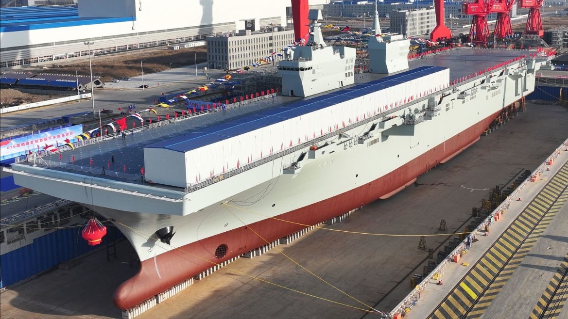 China Launches New Type 076 Amphibious Assault Ship that can Launch Fighter Jets